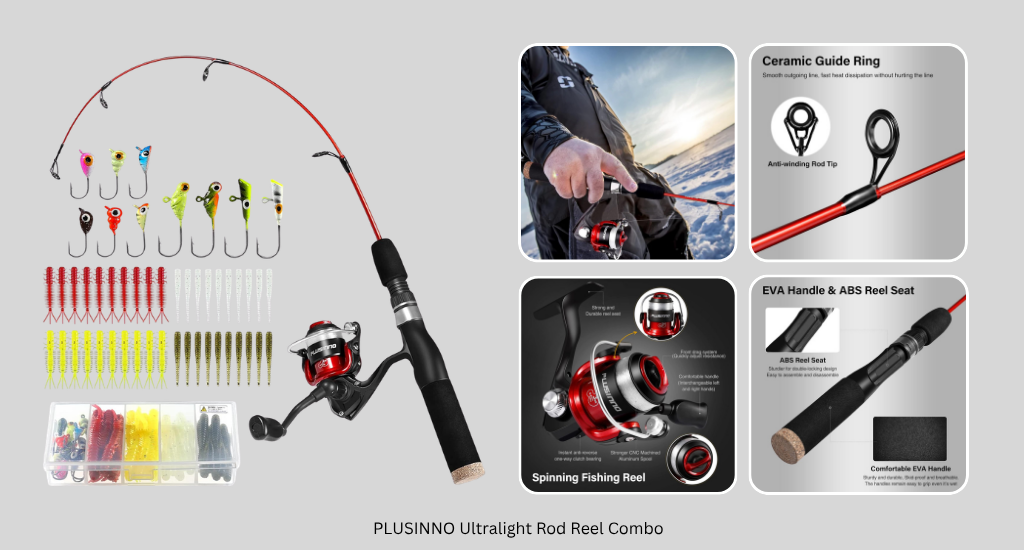bluegill fishing rod and reel Eagle Claw Panfish Spinning Combos Rod/Reel Combos 1 gear ratio Ice Fishing Rod Reel Combo